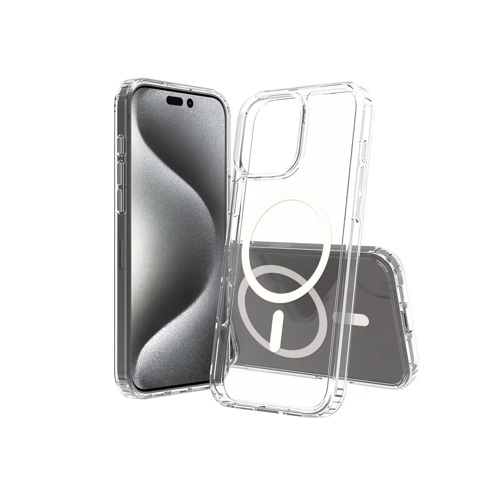 High Quality Acrylic + TPU Hybrid Transparent Case Cover with Magnetic Ring for iPhone 16 Pro Max